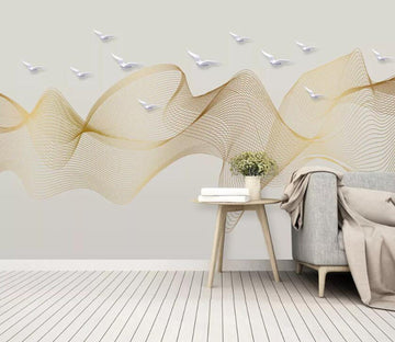 3D Yellow Wave WC97 Wall Murals Wallpaper AJ Wallpaper 2 