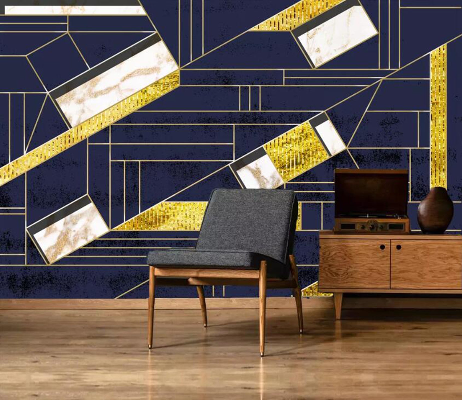 3D Golden Triangle WC24 Wall Murals Wallpaper AJ Wallpaper 2 