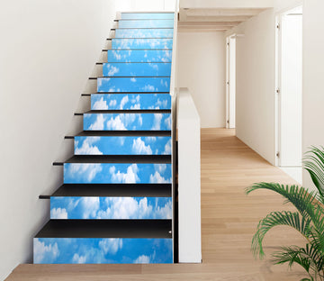 3D Blue Sky And White Clouds 067 Stair Risers