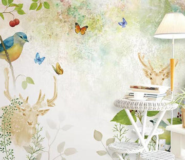 3D Bird Butterfly WC93 Wall Murals Wallpaper AJ Wallpaper 2 