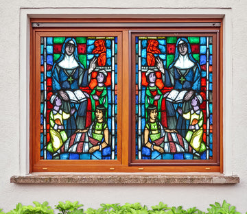 3D Nun Pattern 169 Window Film Print Sticker Cling Stained Glass UV Block
