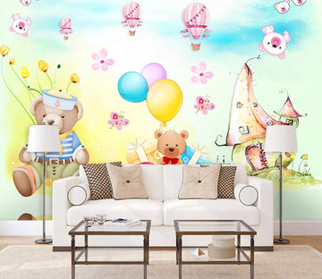 3D Bear Balloon WC1641 Wall Murals