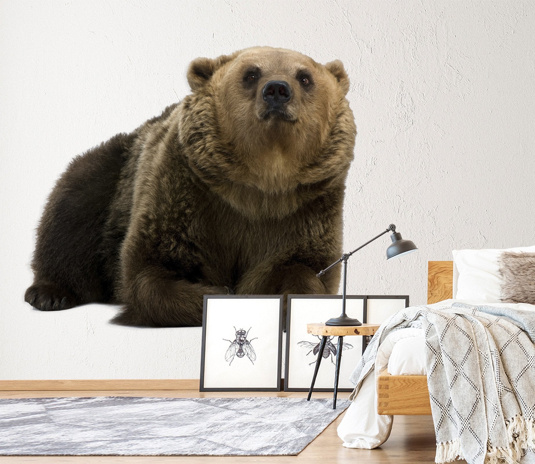 3D Kneeling Bear 172 Animals Wall Stickers Wallpaper AJ Wallpaper 