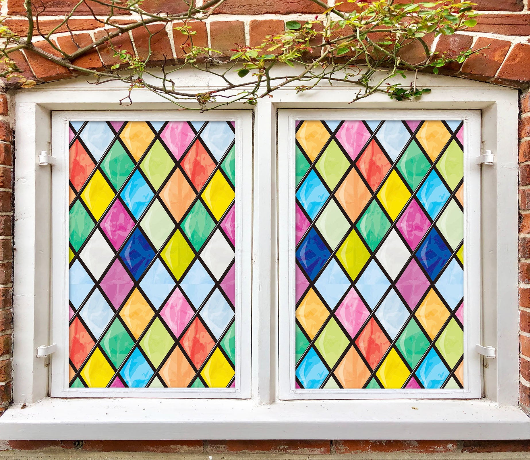 3D Color Graphics 309 Window Film Print Sticker Cling Stained Glass UV Block