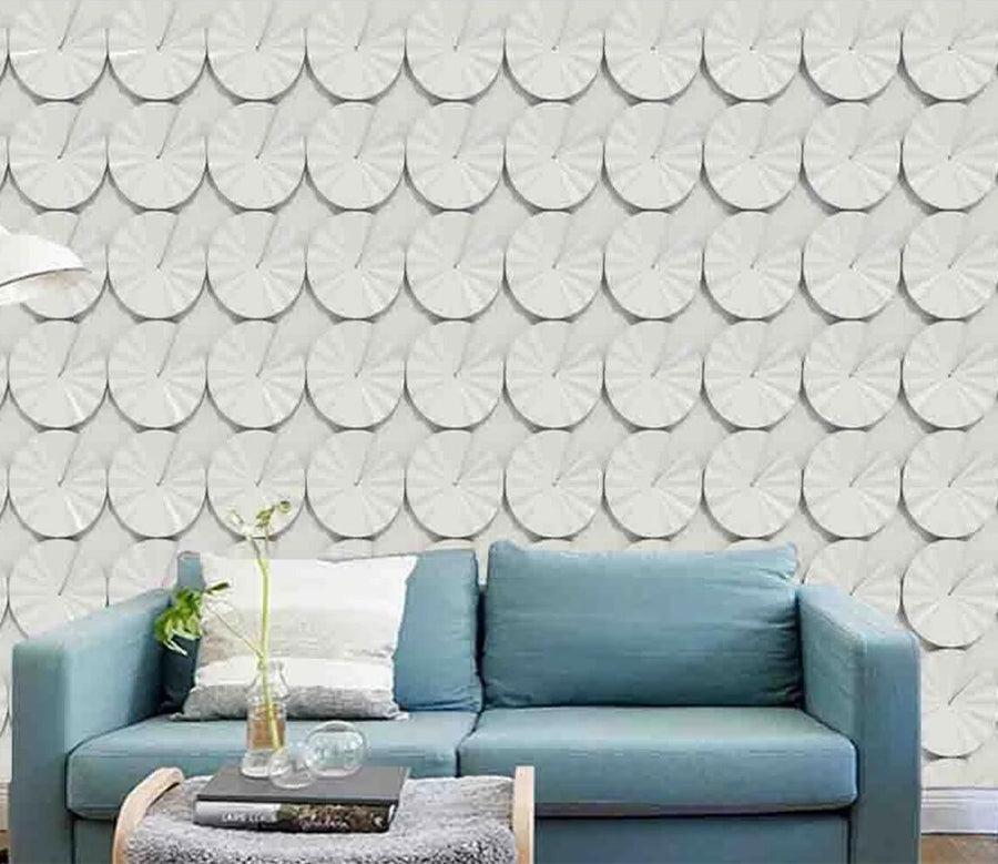 3D White Round WC2095 Wall Murals