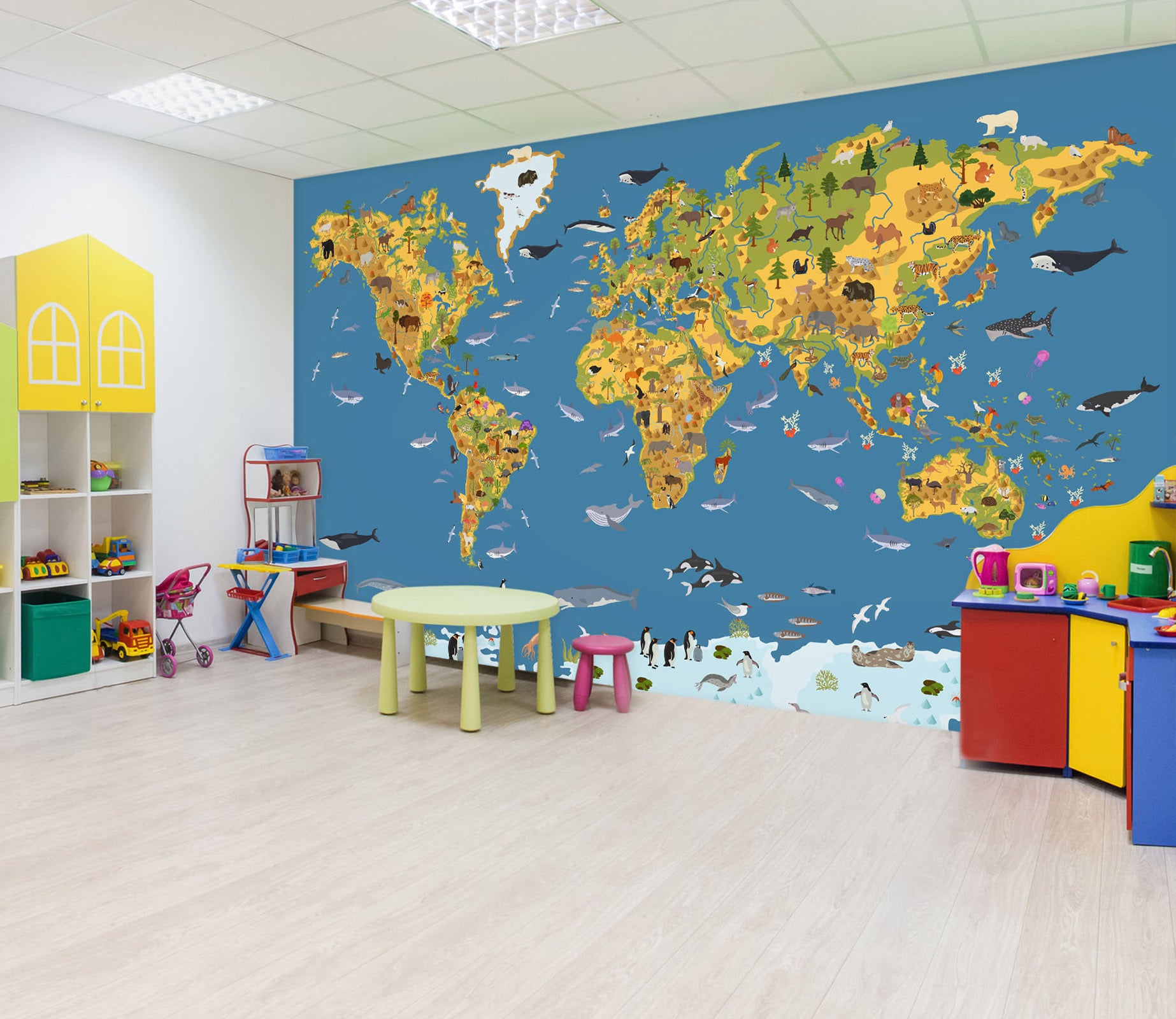 3D Color Island 2141 World Map Wall Murals