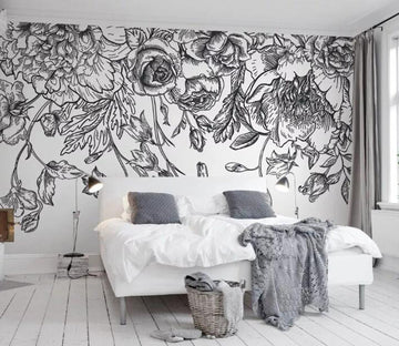 3D Gray Flowers WG10 Wall Murals Wallpaper AJ Wallpaper 2 