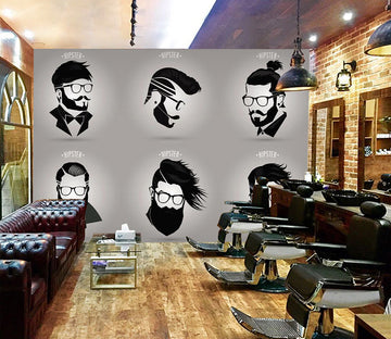 3D Short Hair 1403 Barber Shop Wall Murals