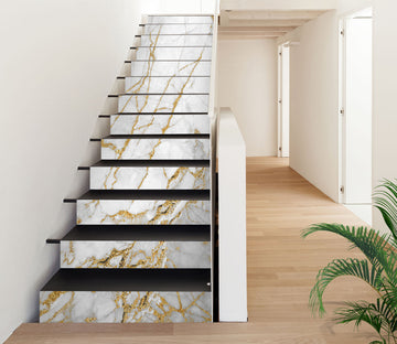 3D White And Gold Texture 436 Stair Risers