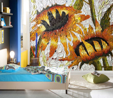 3D Sunflower Embrace 1417 Dena Tollefson Wall Mural Wall Murals
