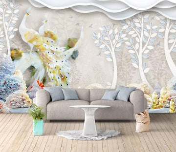 3D White Peacock WC1415 Wall Murals