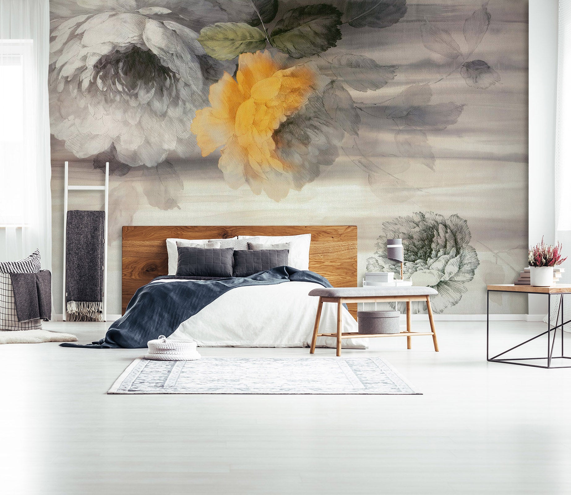3D Hand Drawn Flowers 1703 Wall Murals