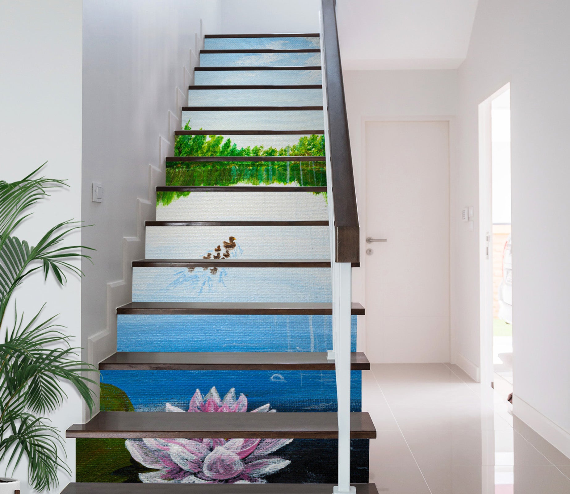 3D Lake Tree Lotus 8817 Marina Zotova Stair Risers