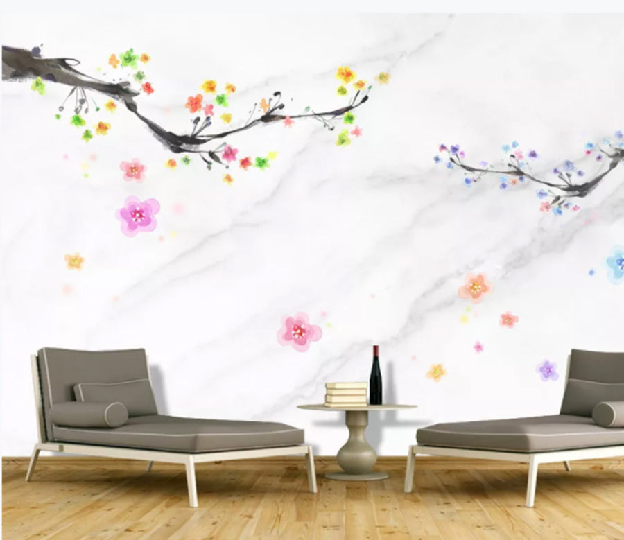 3D Colored Petals WC763 Wall Murals