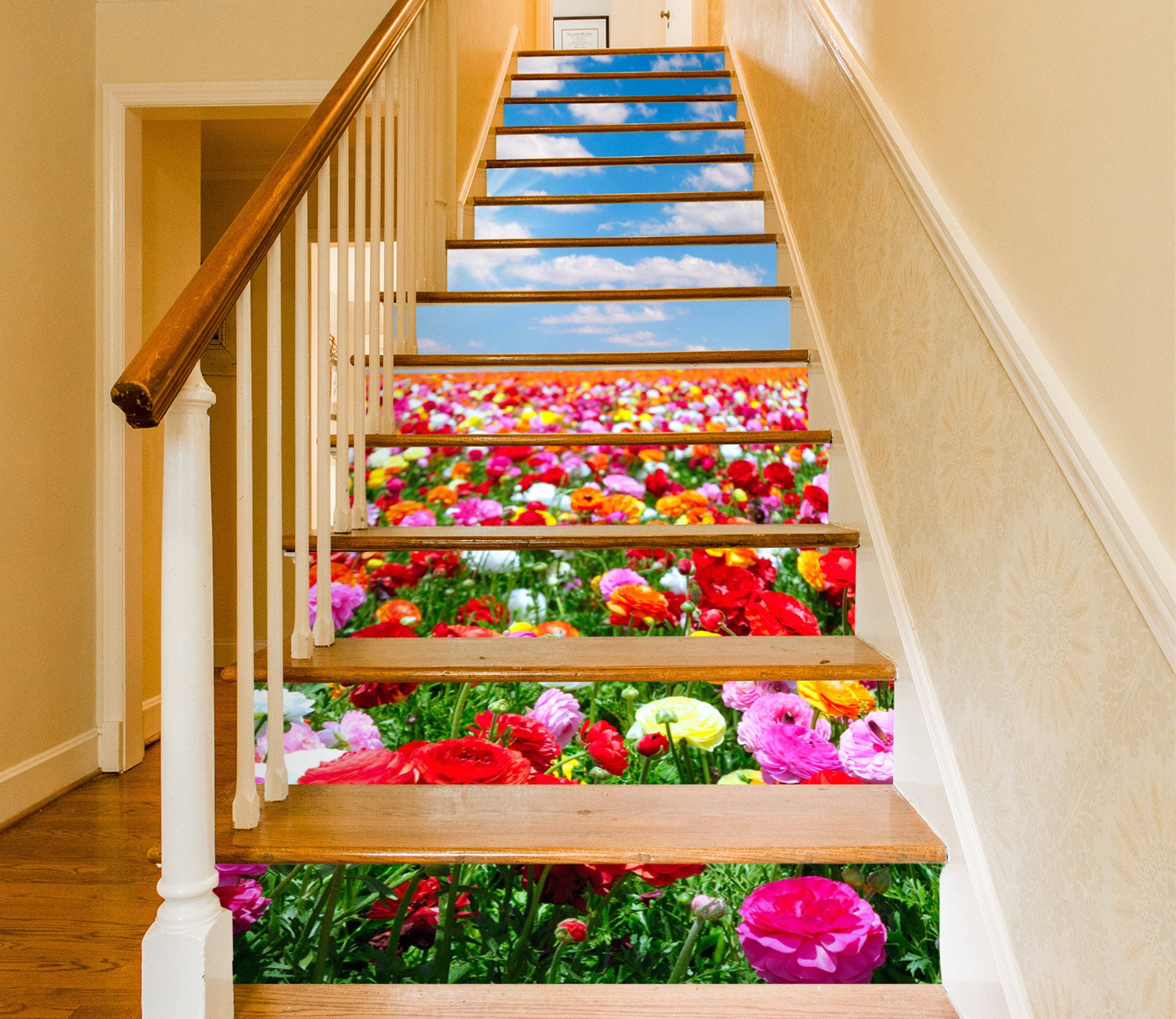 3D Bright Different Flowers 391 Stair Risers