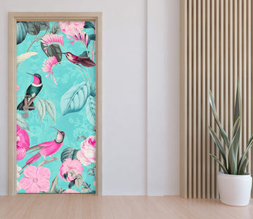 3D Flowers Pink Bird 118142 Andrea Haase Door Mural