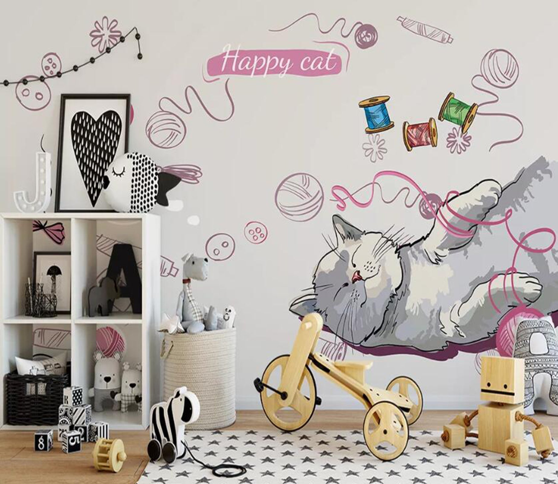 3D Cute Cat WC56 Wall Murals Wallpaper AJ Wallpaper 2 