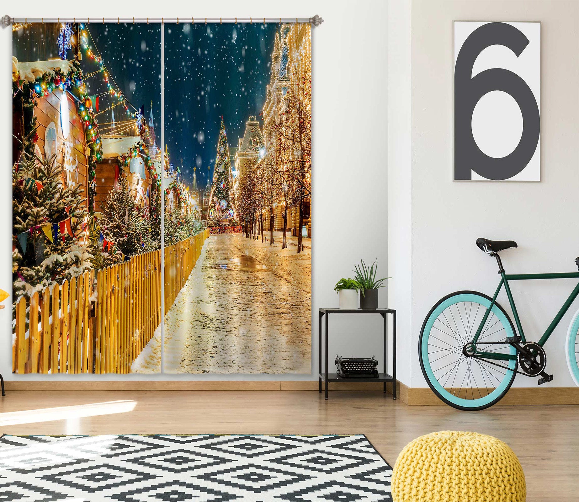 3D Street 53106 Christmas Curtains Drapes Xmas