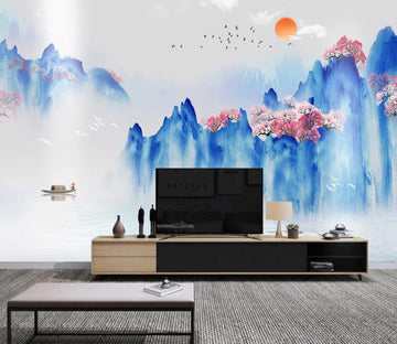 3D Blue Mountain Peak WC62 Wall Murals Wallpaper AJ Wallpaper 2 