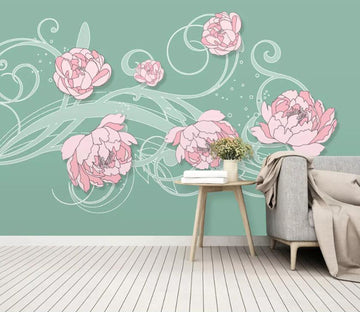 3D Pink Flowers WC23 Wall Murals Wallpaper AJ Wallpaper 2 