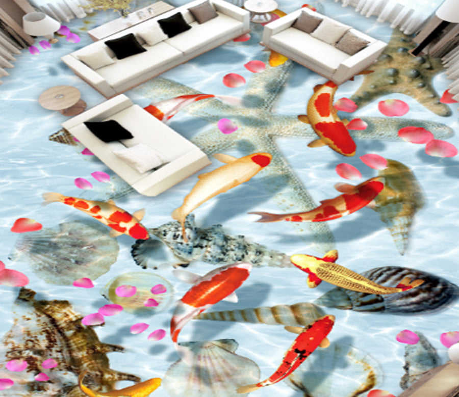 3D Pond Koi 260 Floor Mural  Wallpaper Murals Rug & Mat Print Epoxy waterproof bath floor
