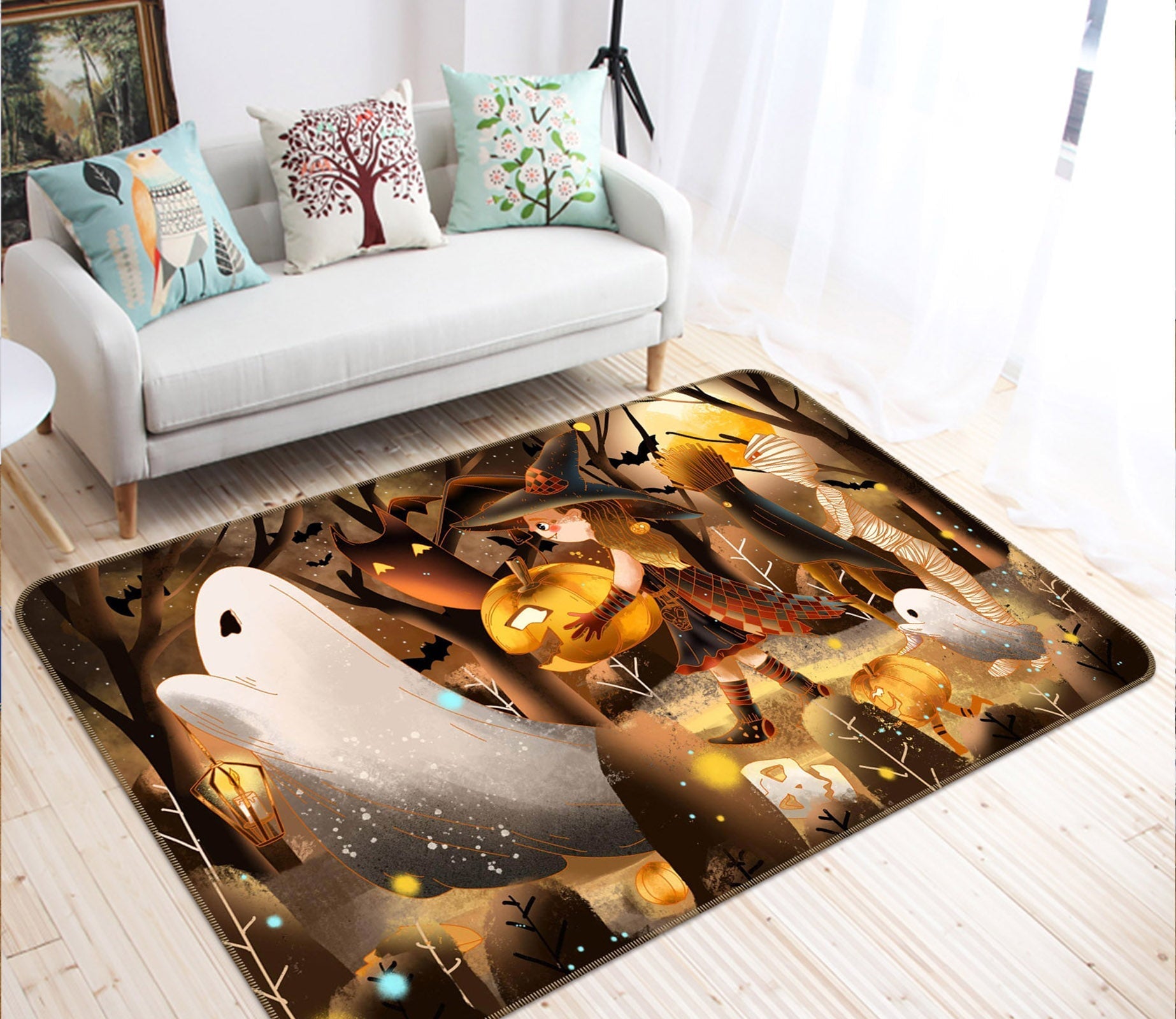3D Girl Pumpkin Woods 207 Halloween Non Slip Rug Mat Mat AJ Creativity Home 