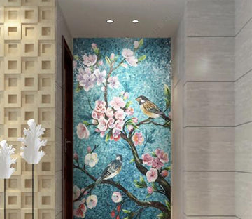 3D Bird Flowers WC284 Wall Murals