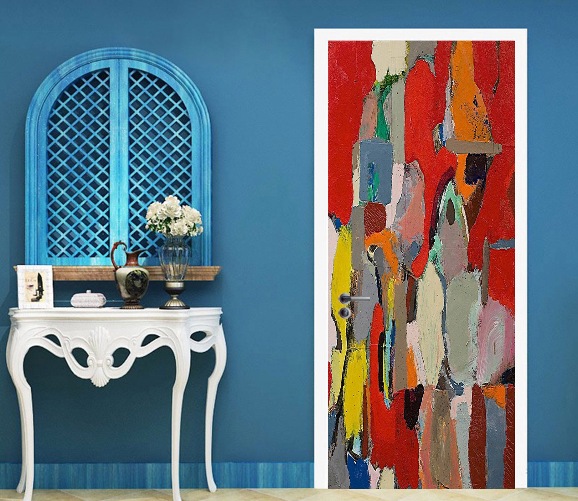 3D Red Color Paint Pattern 9357 Allan P. Friedlander Door Mural