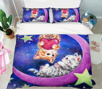 3D Moon Love Cat 5958 Kayomi Harai Bedding Bed Pillowcases Quilt Cover Duvet Cover