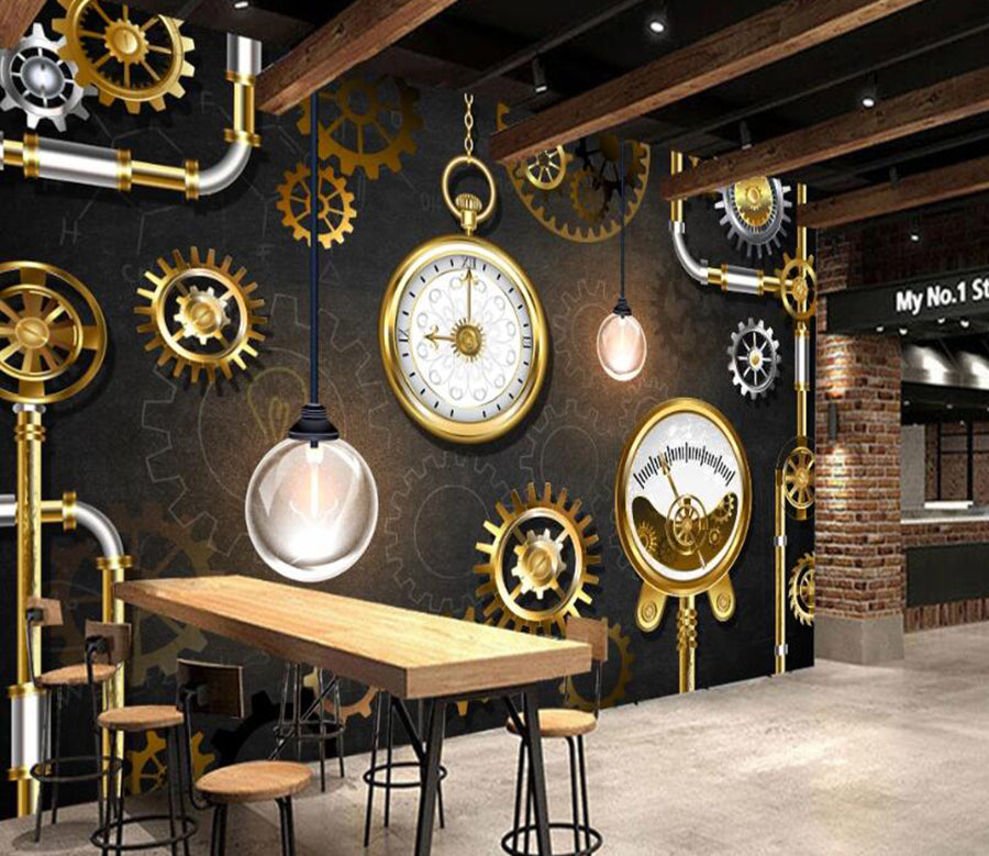 3D Mechanical Clock 473 Wall Murals