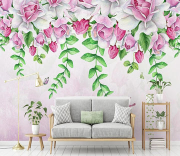 3D Beautiful Purple And White Flowers 2120 Wall Murals