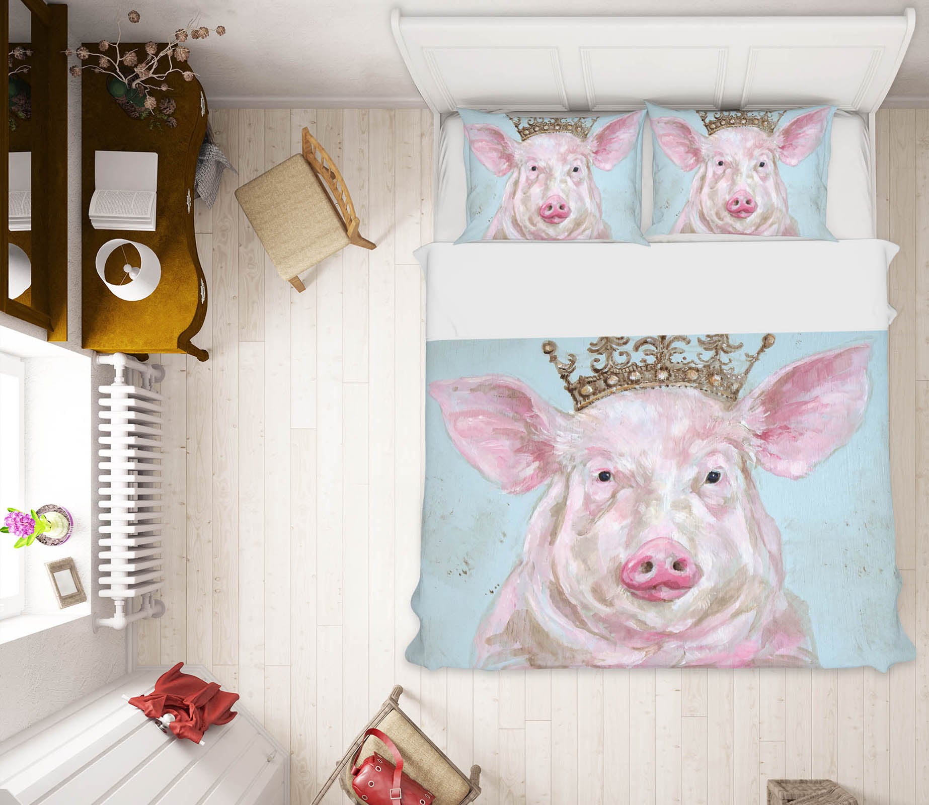 3D Pink Crowned Pig 104 Debi Coules Bedding Bed Pillowcases Quilt
