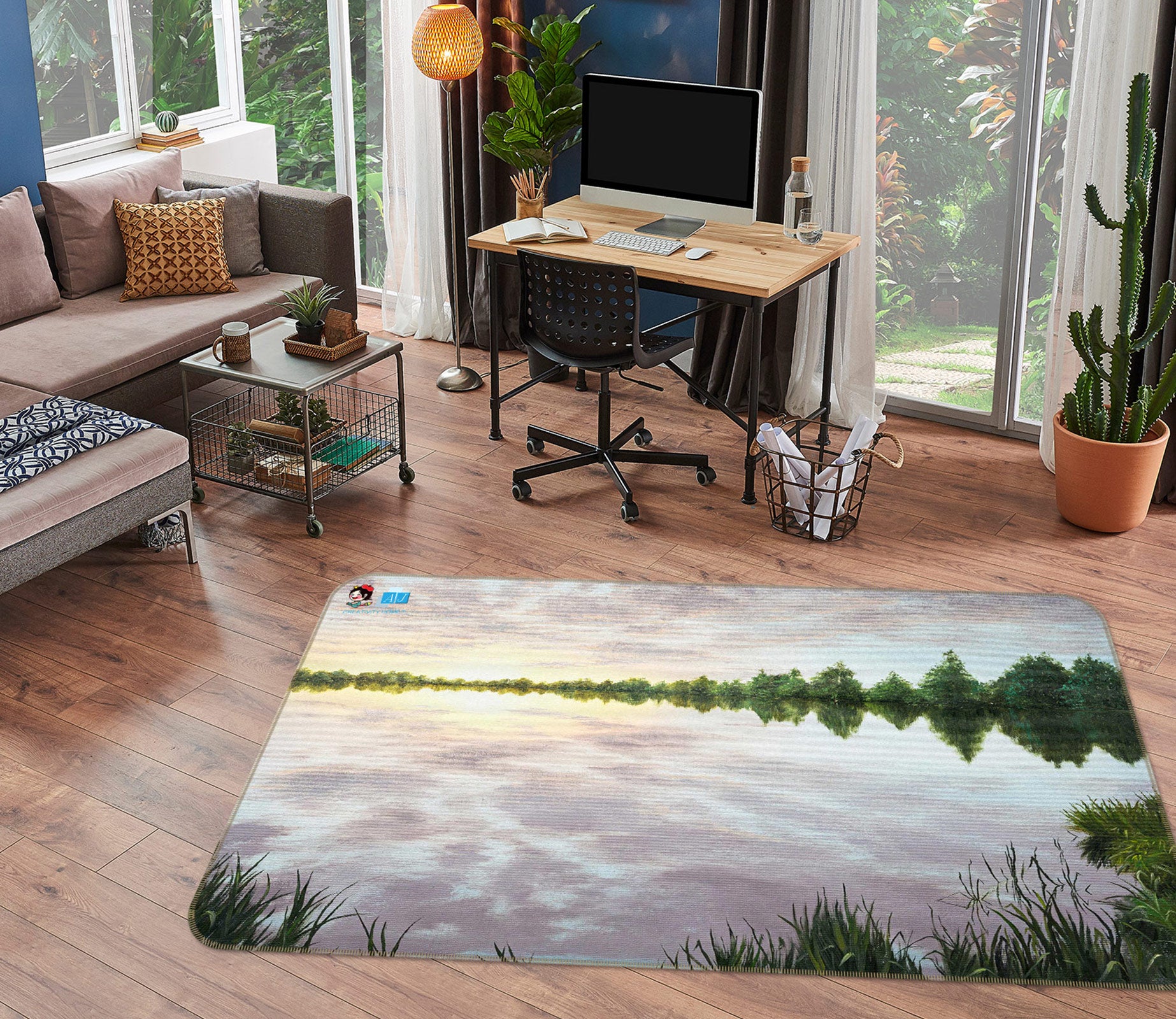 3D Lakeside Grass 1890 Marina Zotova Rug Non Slip Rug Mat