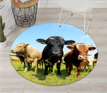 3D Grassland Herd 032 Animal Round Non Slip Rug Mat Mat AJ Creativity Home 