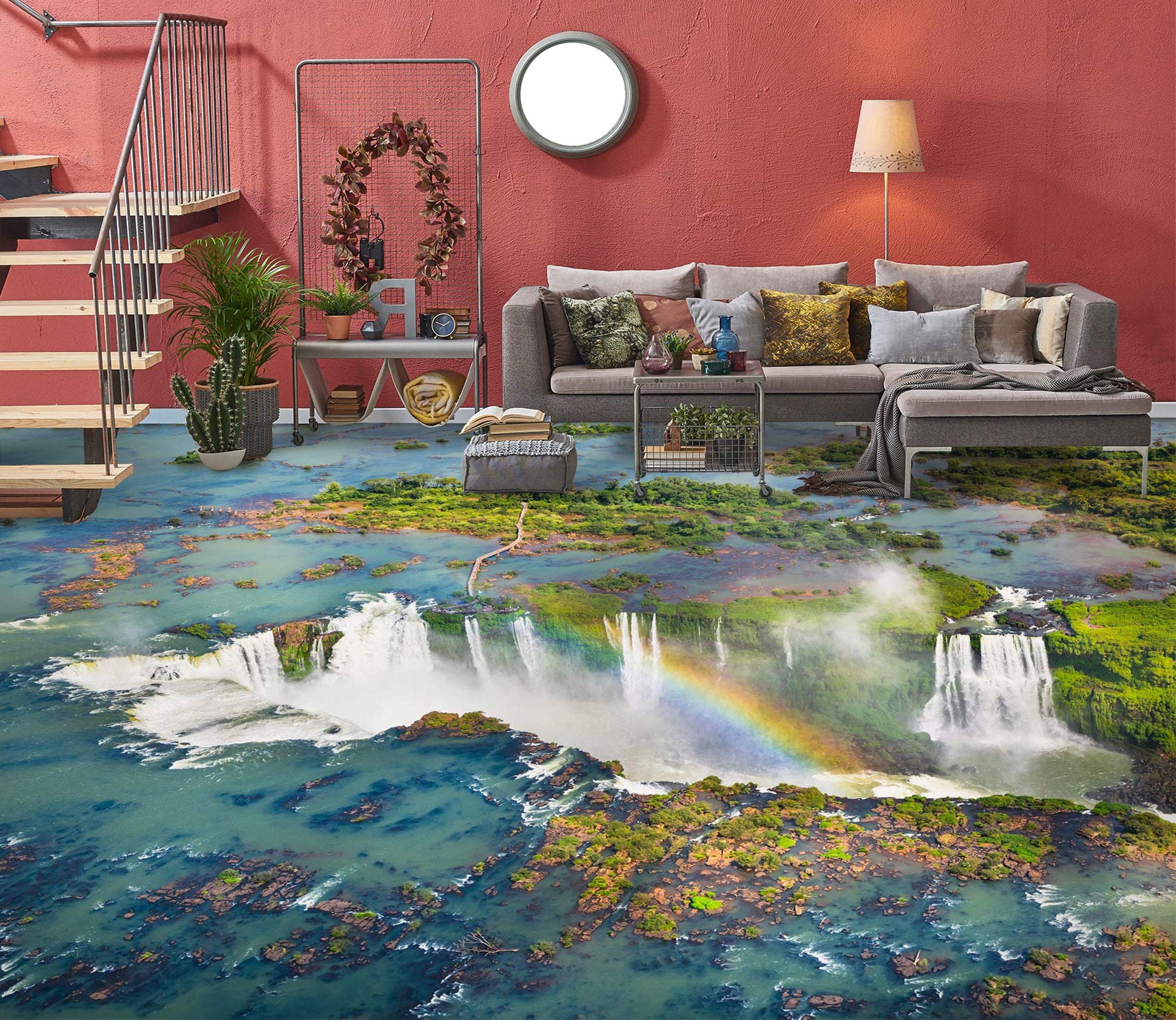 3D Rainbow Falls 401 Floor Mural  Wallpaper Murals Rug & Mat Print Epoxy waterproof bath floor