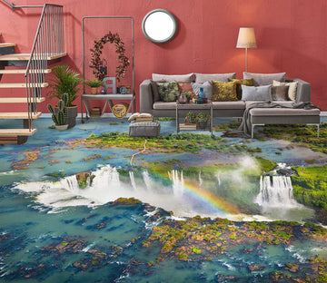 3D Rainbow Falls 401 Floor Mural  Wallpaper Murals Rug & Mat Print Epoxy waterproof bath floor