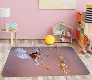 3D Purple Bird 018 Animal Non Slip Rug Mat