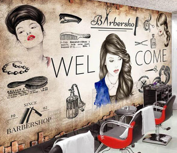 3D Fashion Barber Shop 1562 Wall Murals