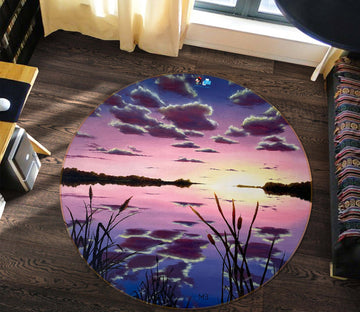 3D Sky Clouds Lake Shadow 9749 Marina Zotova Rug Round Non Slip Rug Mat