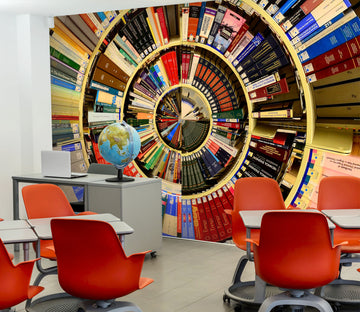 3D Round Bookshelf 162 Wall Murals