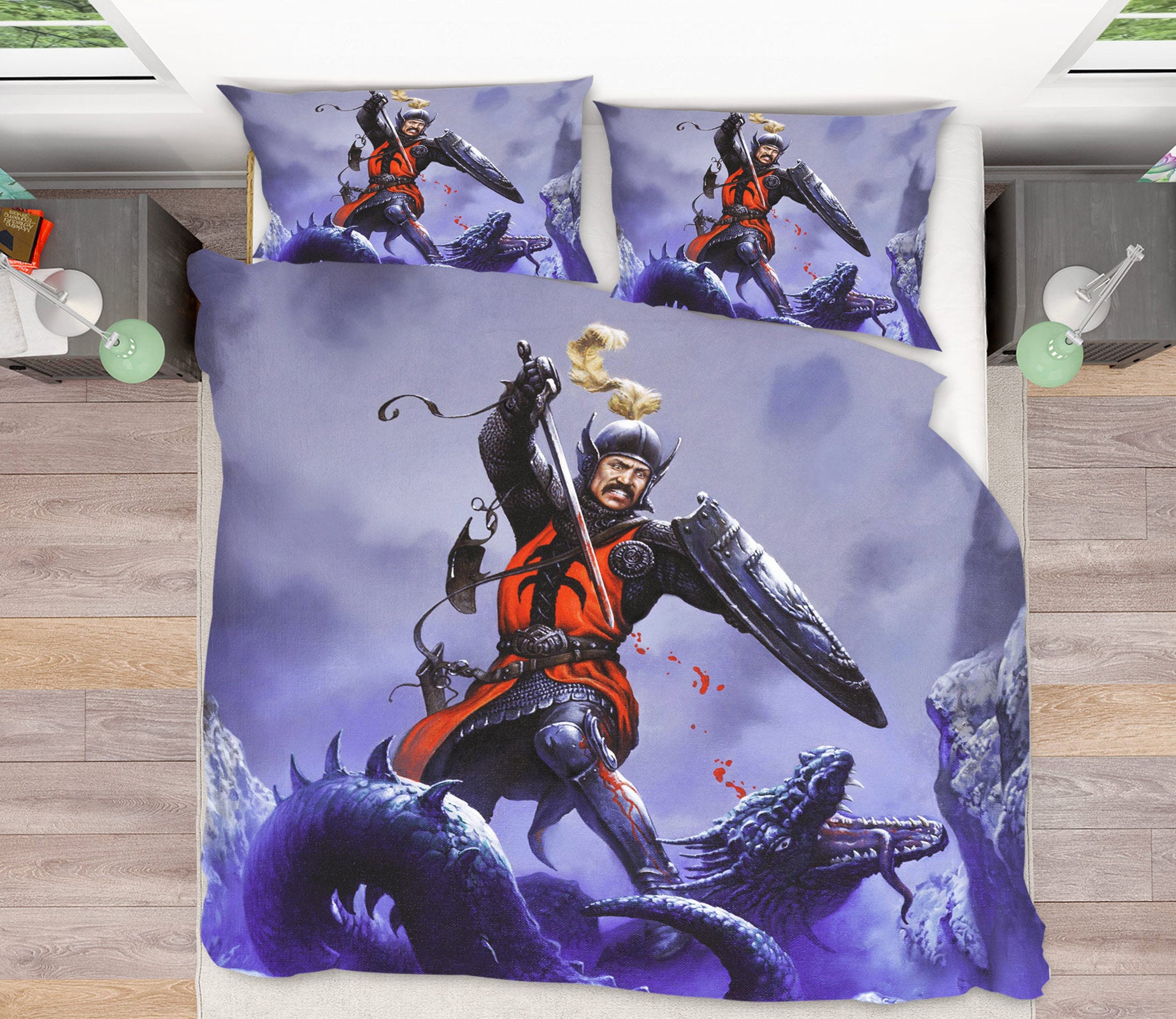 3D Warrior Kills Dragon 6189 Ciruelo Bedding Bed Pillowcases Quilt
