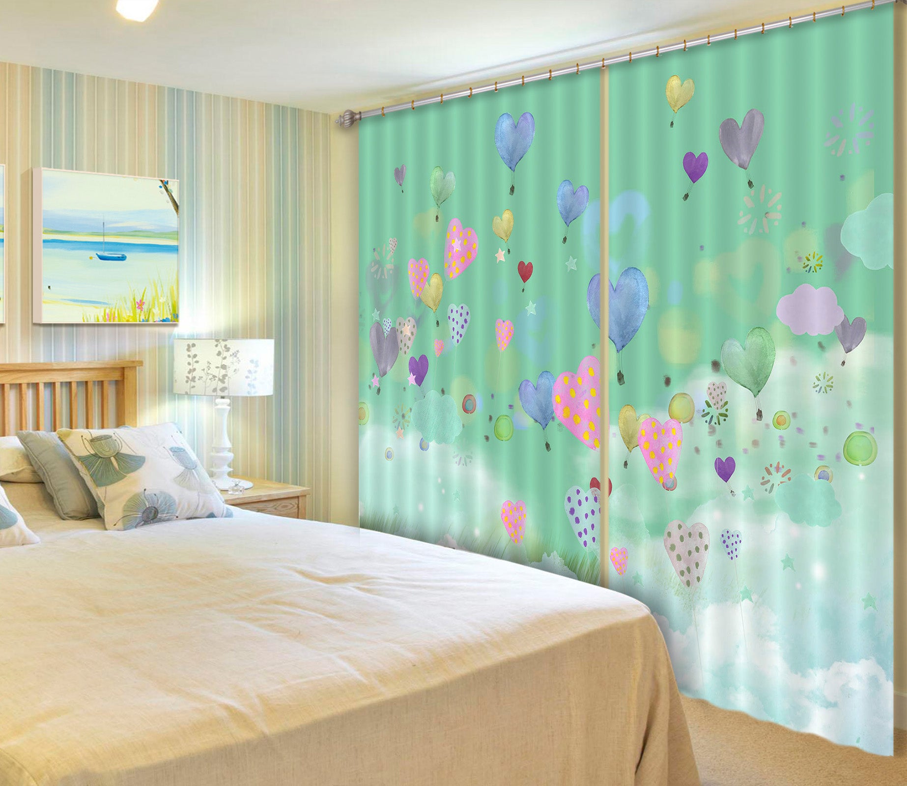 3D Colorful Balloons 727 Curtains Drapes