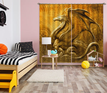 3D Golden Dragon 8025 Ciruelo Curtain Curtains Drapes