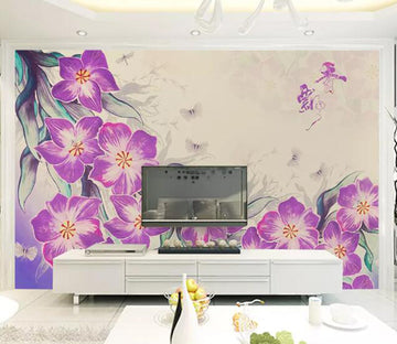 3D Purple Flowers WG07 Wall Murals Wallpaper AJ Wallpaper 2 