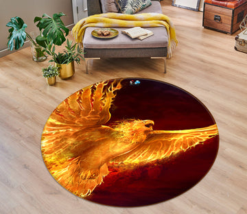 3D Flame Eagle 4168 Tom Wood Rug Round Non Slip Rug Mat