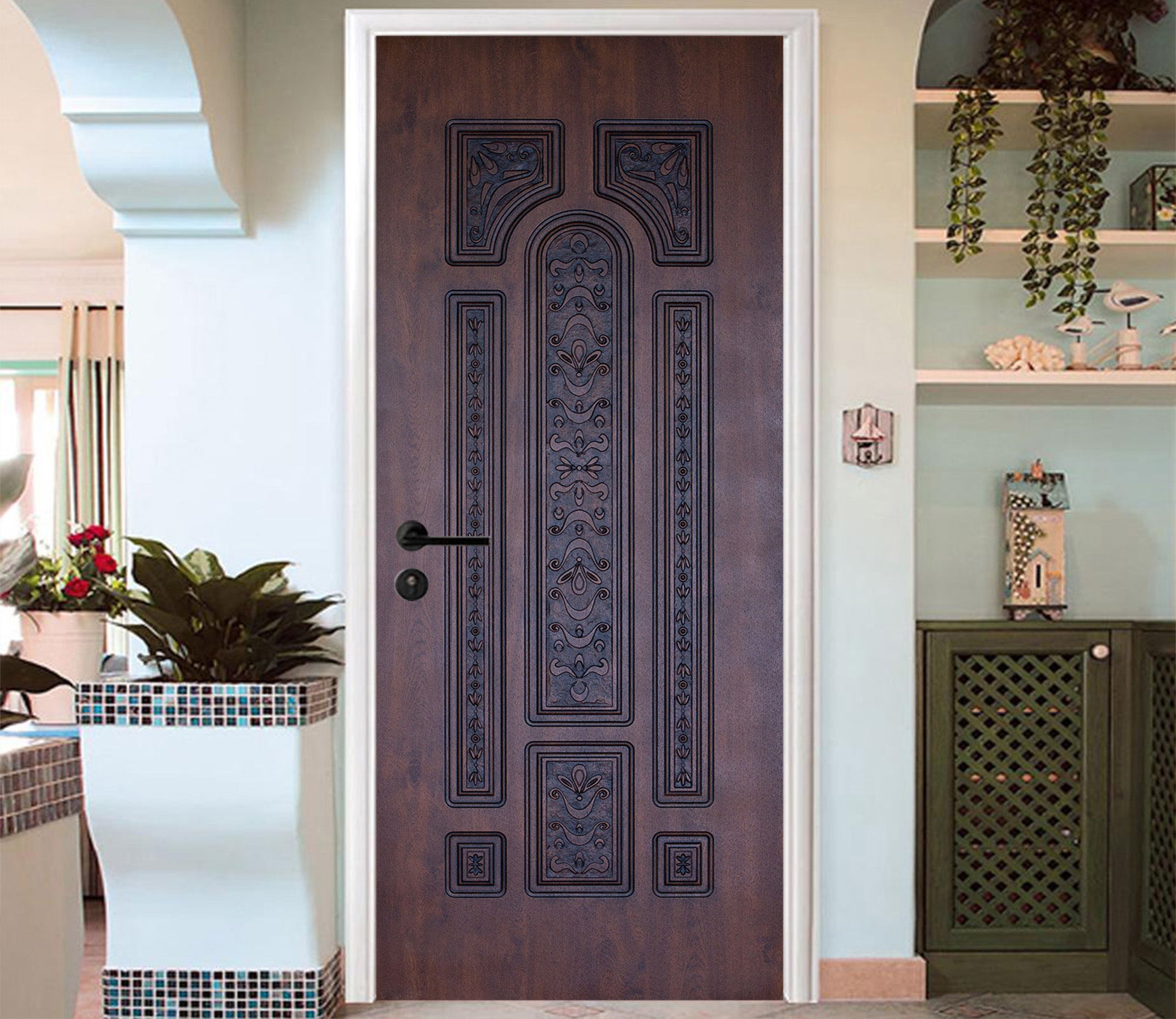 3D Purple Pattern 017 Door Mural