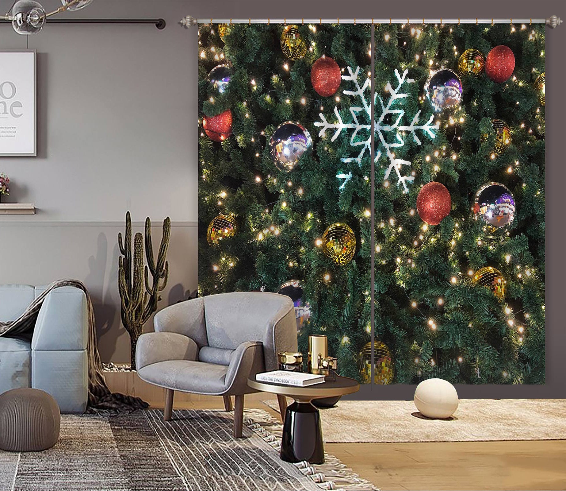 3D Tree 53130 Christmas Curtains Drapes Xmas