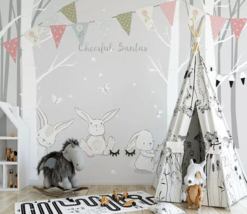 3D Forest Rabbit WC13 Wall Murals Wallpaper AJ Wallpaper 2 