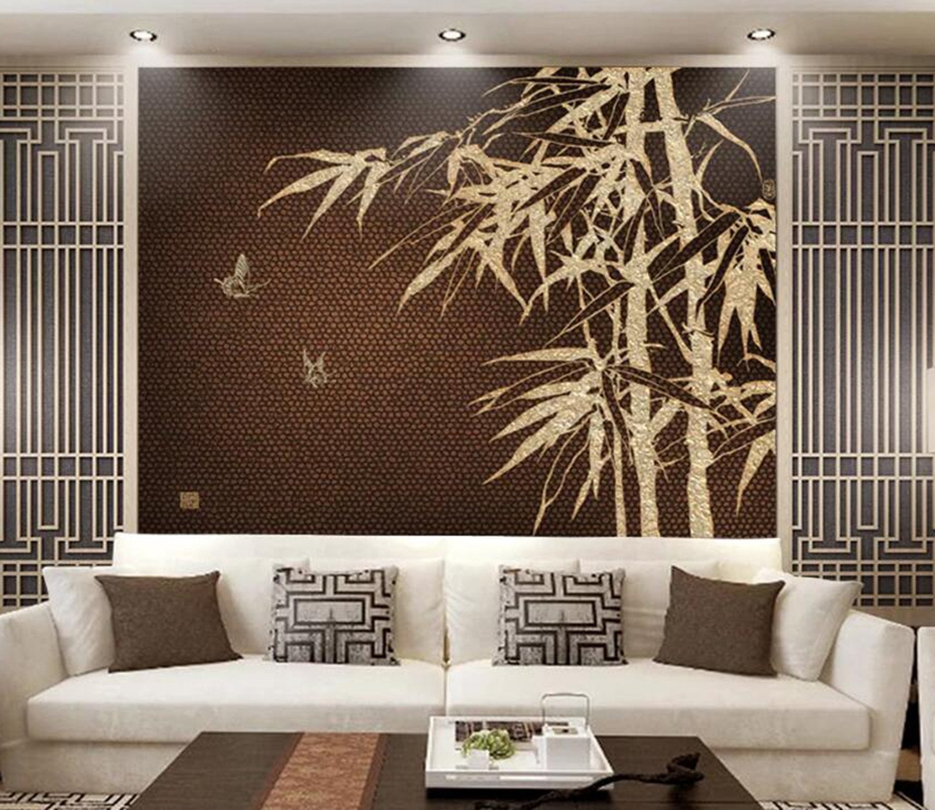 3D Bamboo Leaves WC46 Wall Murals Wallpaper AJ Wallpaper 2 