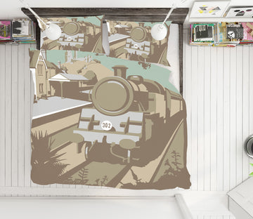 3D Swanage Railway 2071 Steve Read Bedding Bed Pillowcases Quilt